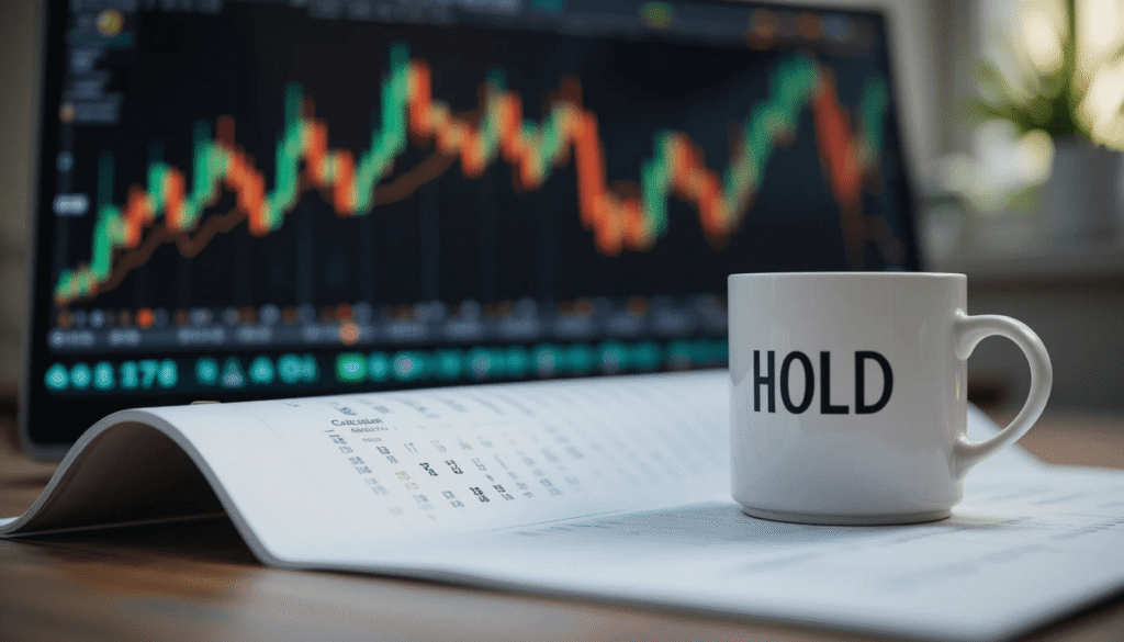 Calendar pages flipping with crypto chart in background.