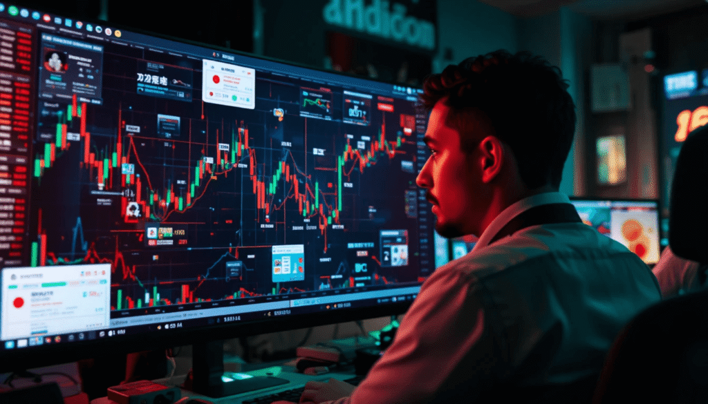 Overhead laptop with multiple prediction charts open