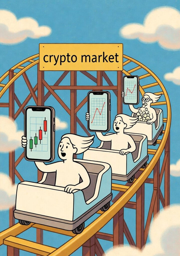 One rider calmly eating popcorn