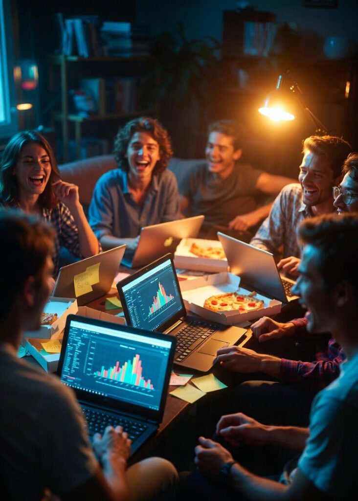 Pizza boxes and sticky notes